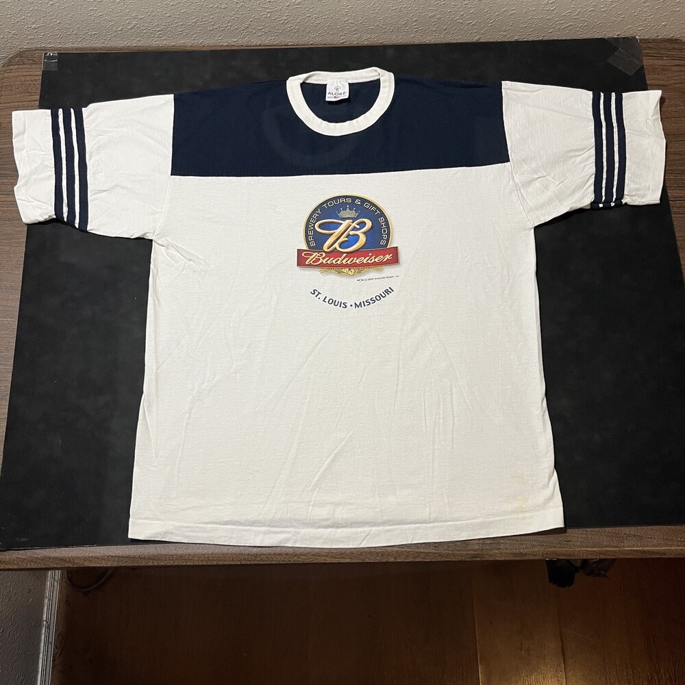 Budweiser Shirt Vintage Baseball Jersey Raglan Ringer USA Eagle Beer Clydesdale